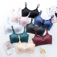 hot sell women sexy fitness push up padded seamless bra wireless silk stretch comfortable underwear bralette intimate lingerie