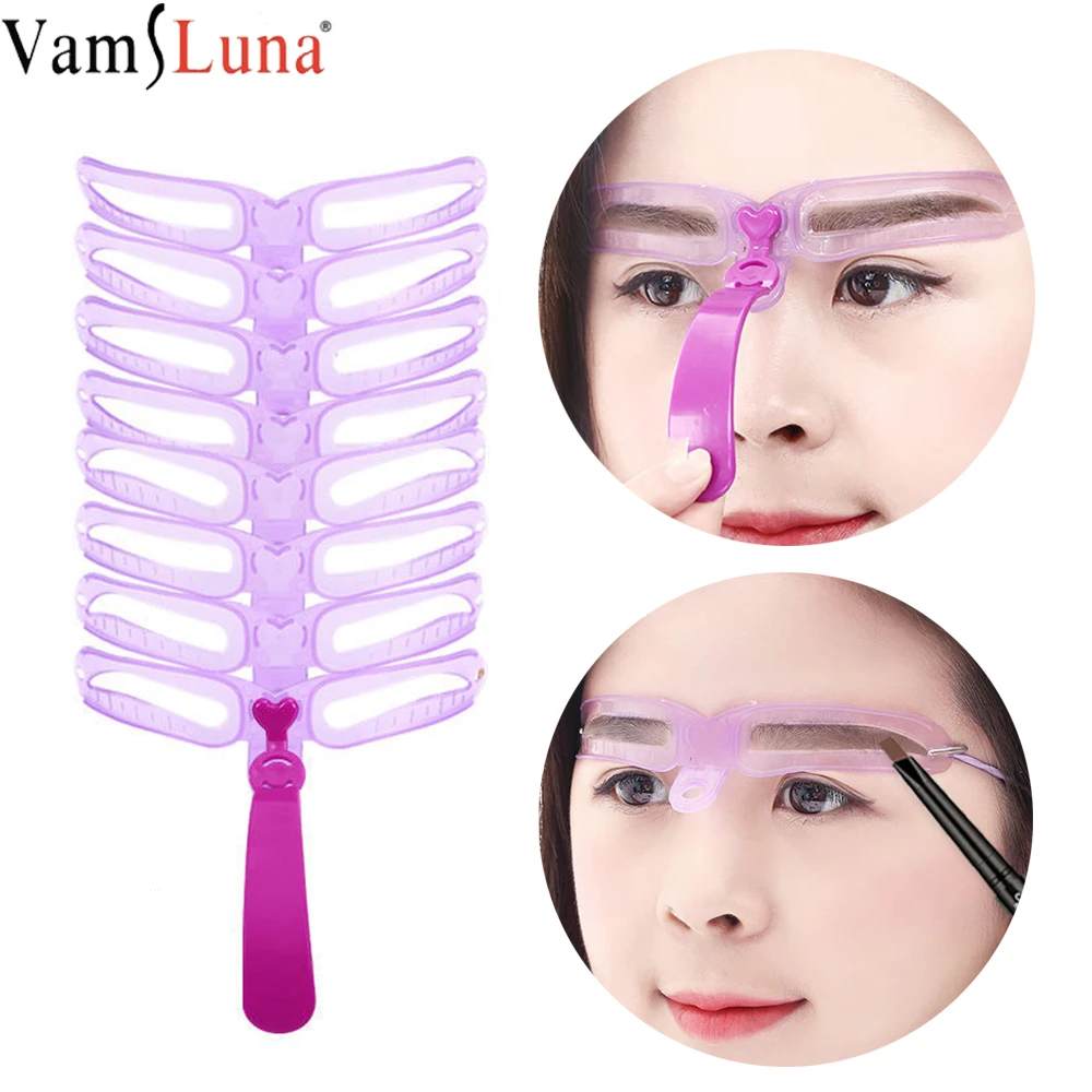 Многоразовый шаблон для формирования бровей макияж 8 в 1 руководство рисования