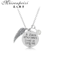 angel wings a piece of my heart lives in heavenpersonalized memorial necklace remembrance miscarriage infant loss of loved one