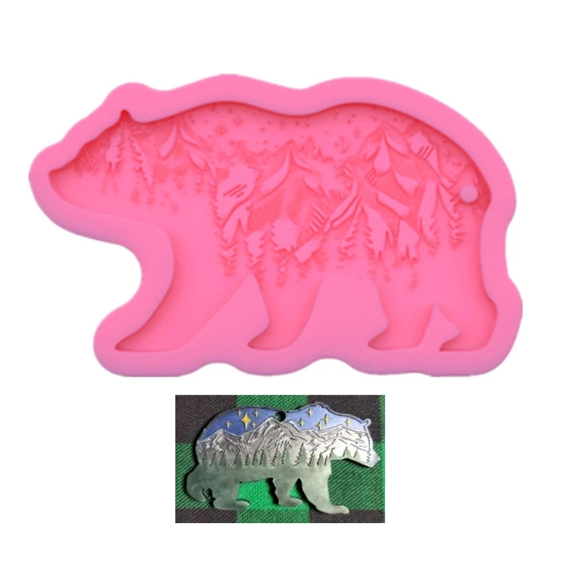 

2021 New Epoxy Resin Mold Forest Bear Keychain Silicone Mould DIY Craft Polymer Clay Tool
