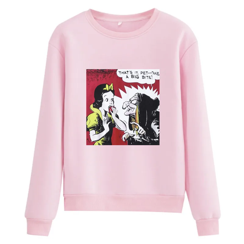 Disney Snow White and the Witch Anime Frauen Sweetshirts Autumn Winter 2021 Long Sleeve White Black Pullover Tops 90s Aesthetic
