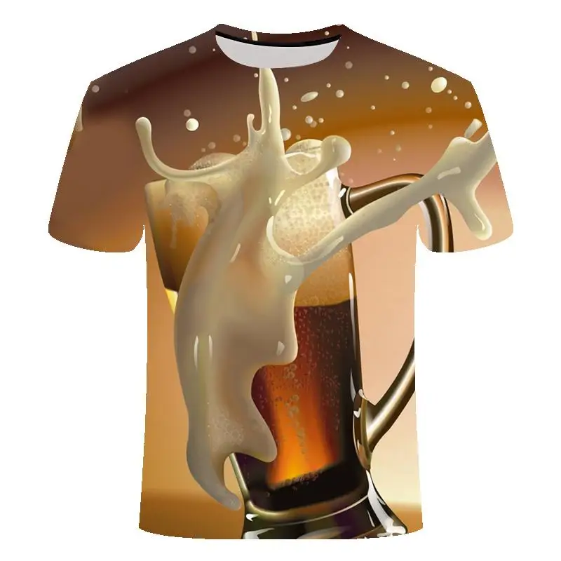 

2020 new hip-hop men's t-shirt 3D printing male burger beer bottle poker t-shirt breathable quick-drying short shirt fashion cas