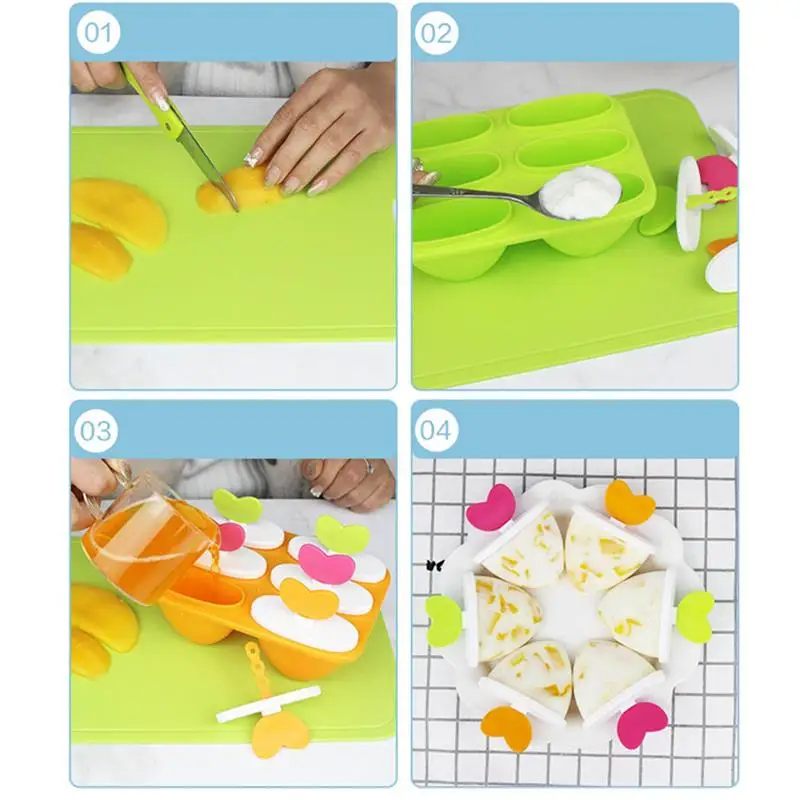 

Kapmore 1pc Plastic Ice Cream Mold 4-Capacity Heart Shape Ice Pop Mold Popsicle Mold For Home Random Color
