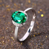 new 925 simple fashion temperament imitation natural emerald tourmaline inlaid zircon adjustable ring for women elegance jewelry