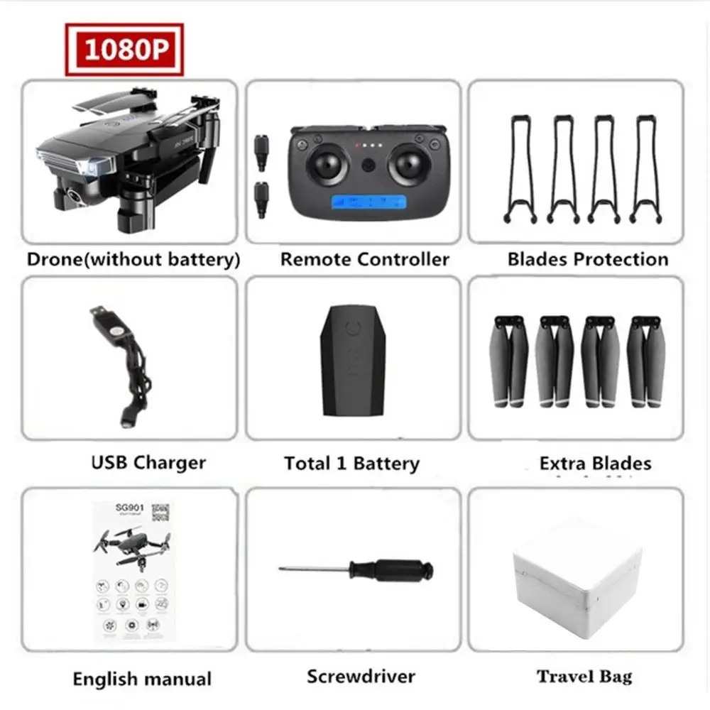 1080P 1B Box ZLL SG901 камера Дрон 4K HD Двойная камера дроны Квадрокоптер FPV Профессиональные с GPS долгий срок службы батареи - Цвет: 1080P 1B Box