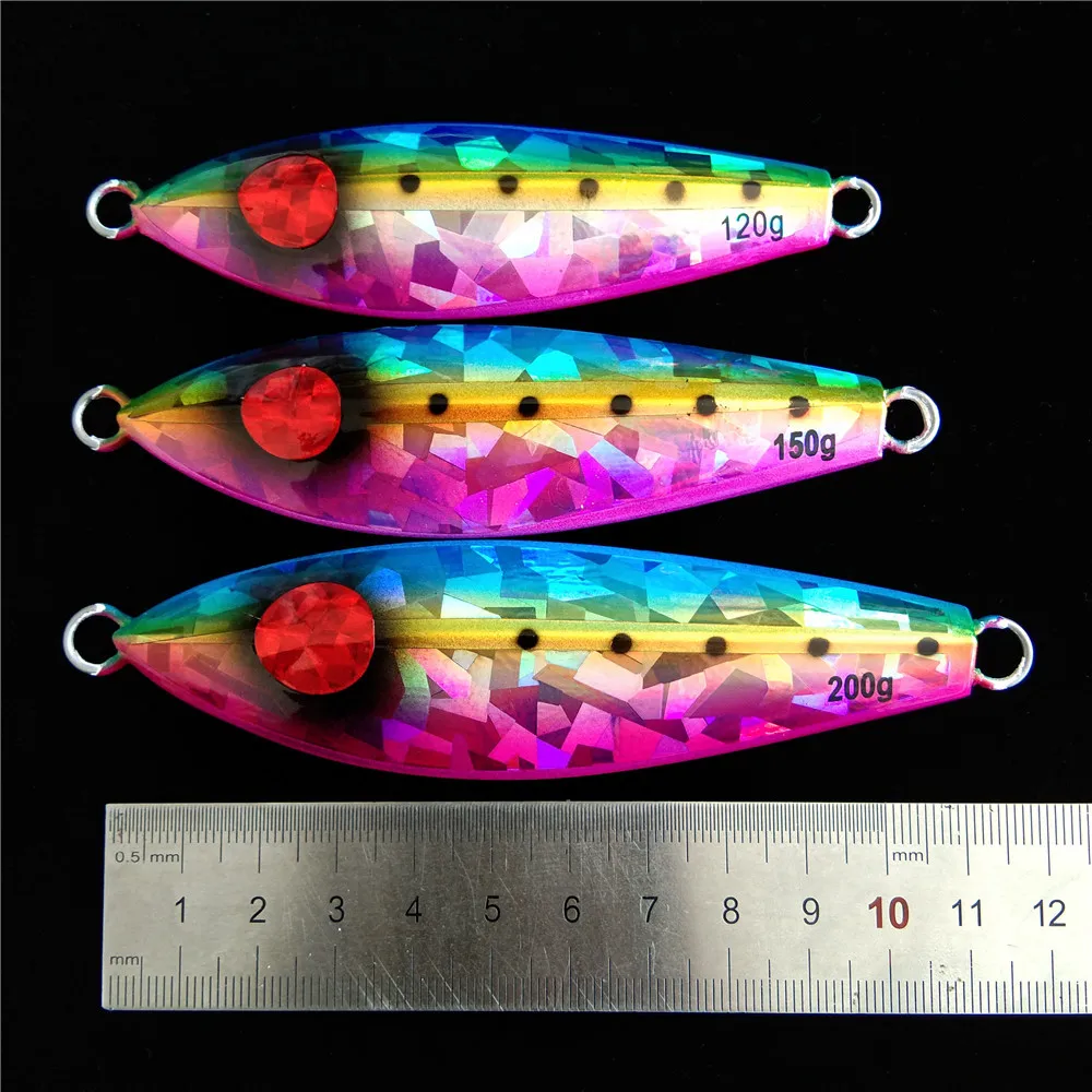 

Swolfy 5pcs 120g 150g 200g Metal Jig Spoon Lure Artificial Bait Shore Slow Jigging Hard Lead Bass Fishing Tackle