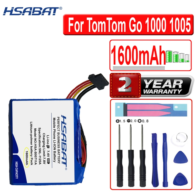 

Аккумулятор HSABAT 1600 мАч, AHL03711018, VF1C для TomTom Go 1000, 1000 Live, 1005, 2405M, 2405T, Go Live 2050, 2050 World 4CQ02