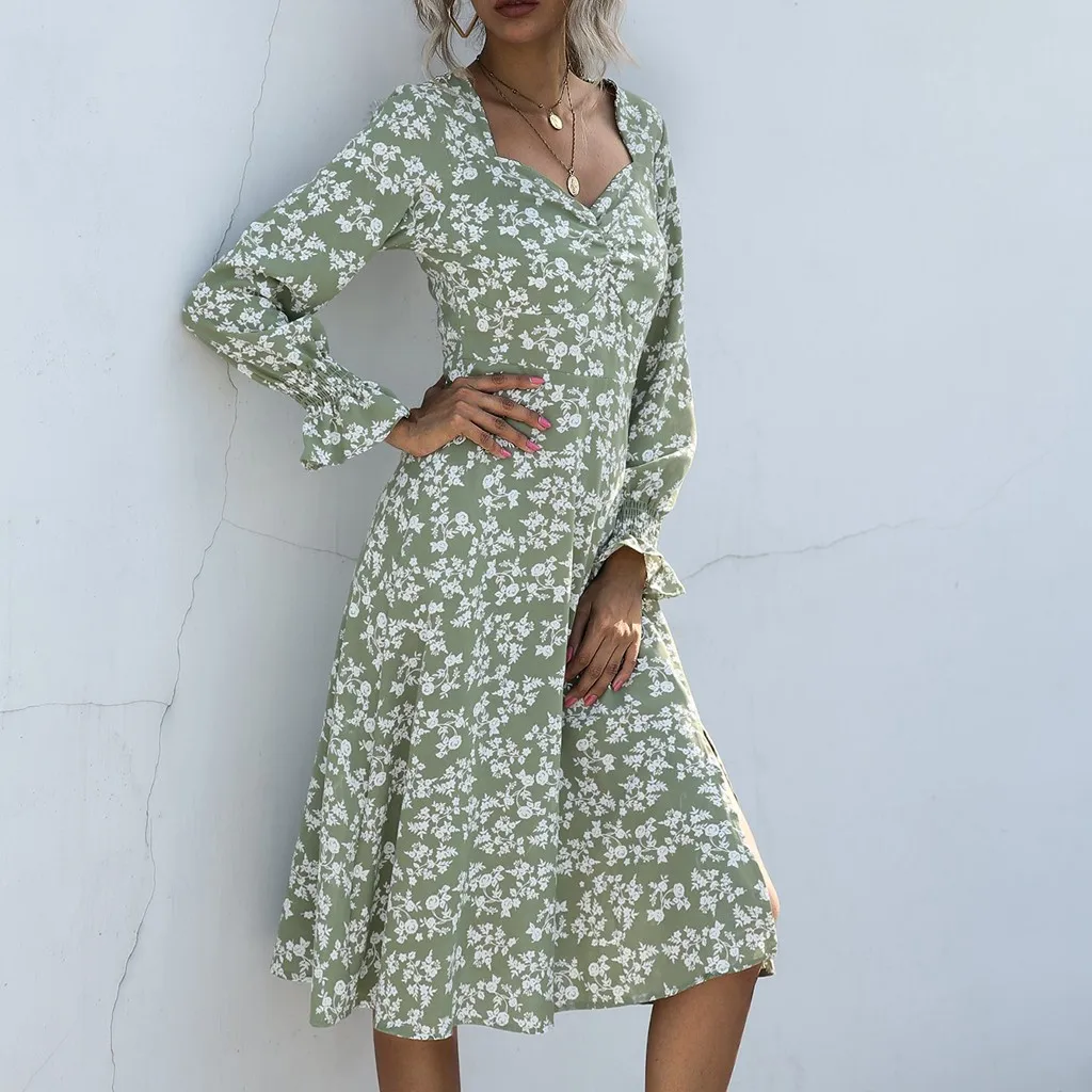 Женское повседневное осеннее платье женское винтажное шифоновое платье-рубашка