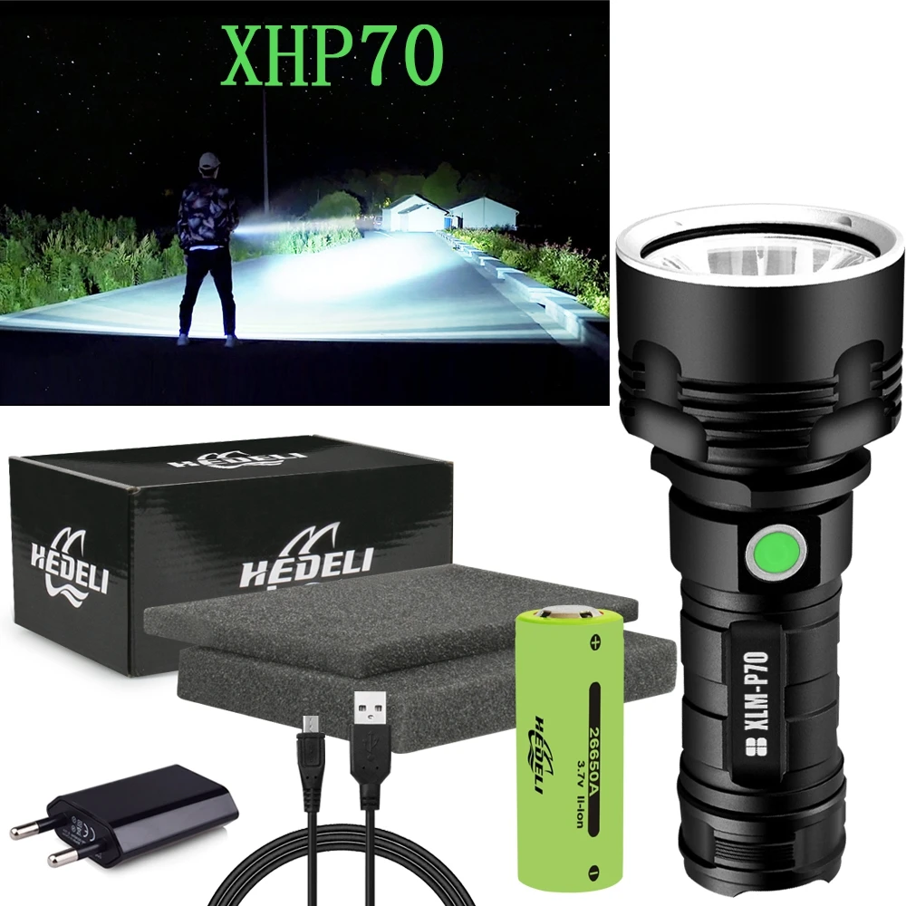 

300000 лм самый мощный светодиодный фонарик cree xhp70 тактические фонарики XML L2 usb Перезаряжаемый фонарик 18650 ручной фонарик