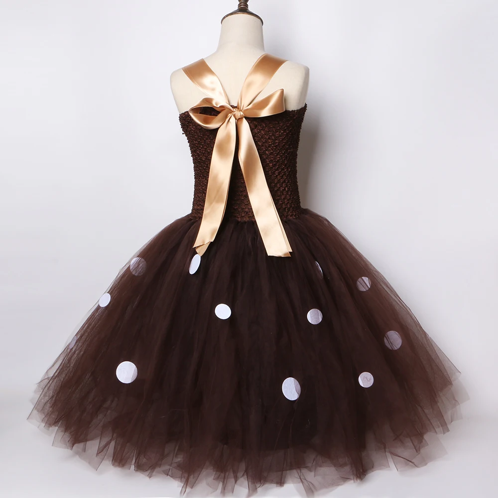 В виде снежинок и оленей платье-пачка с повязкой на голову Коричневая прозрачная