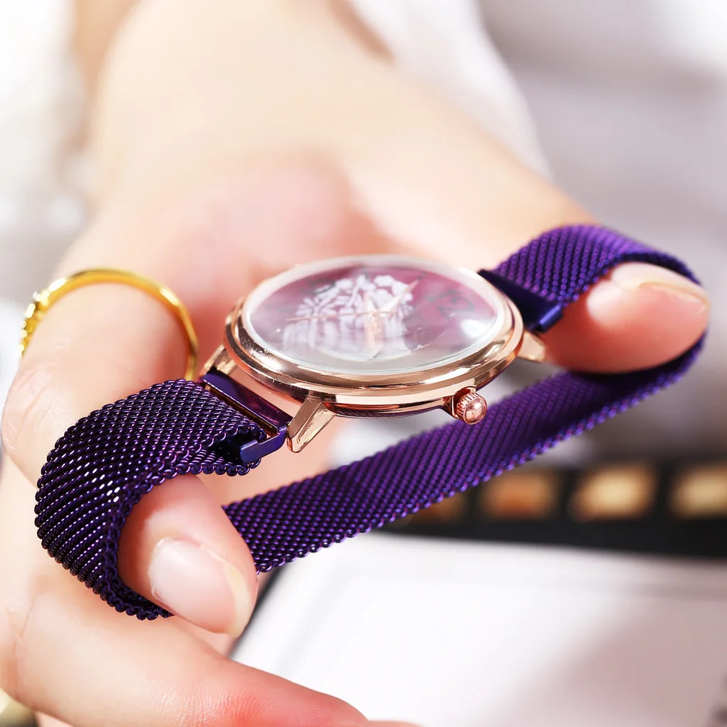 

2020 Creative Heart Ladies Quartz Watches Womens Rose Casual Milan Strap Wrist Watch Luxury Brand Stainless Steel Magnetic Clock