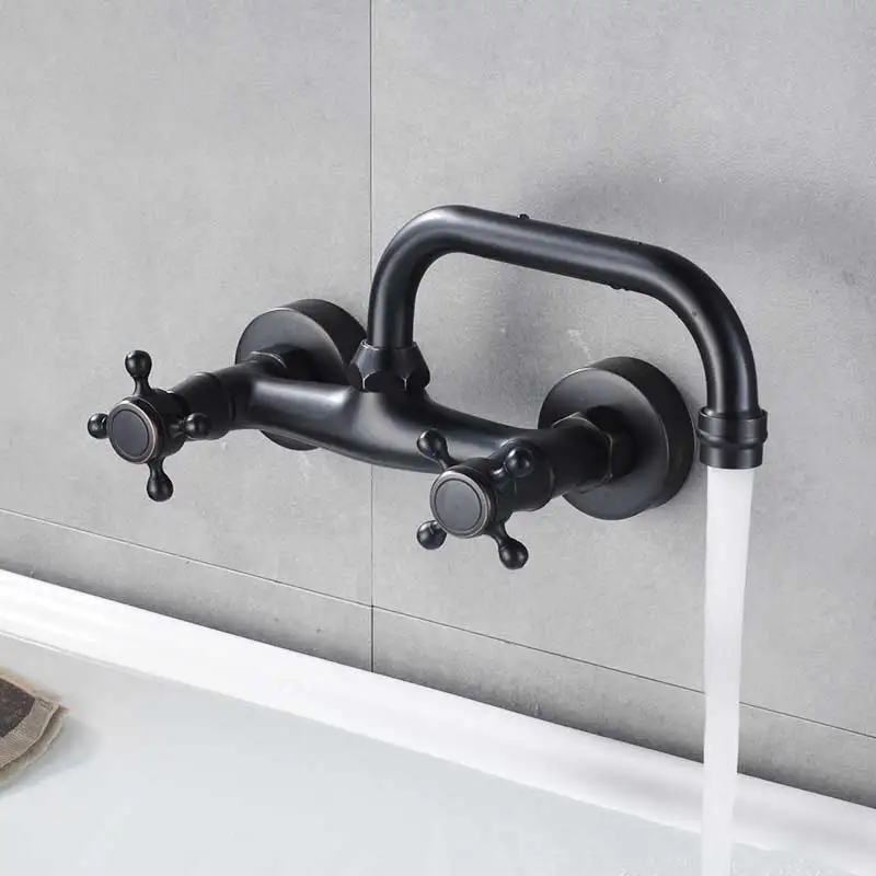 Черный Бронзовый Смеситель для ванной комнаты настенный смеситель раковины