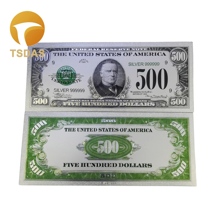 Яркие Серебряные банкноты с покрытием 500 долларов США 10 шт./лот для
