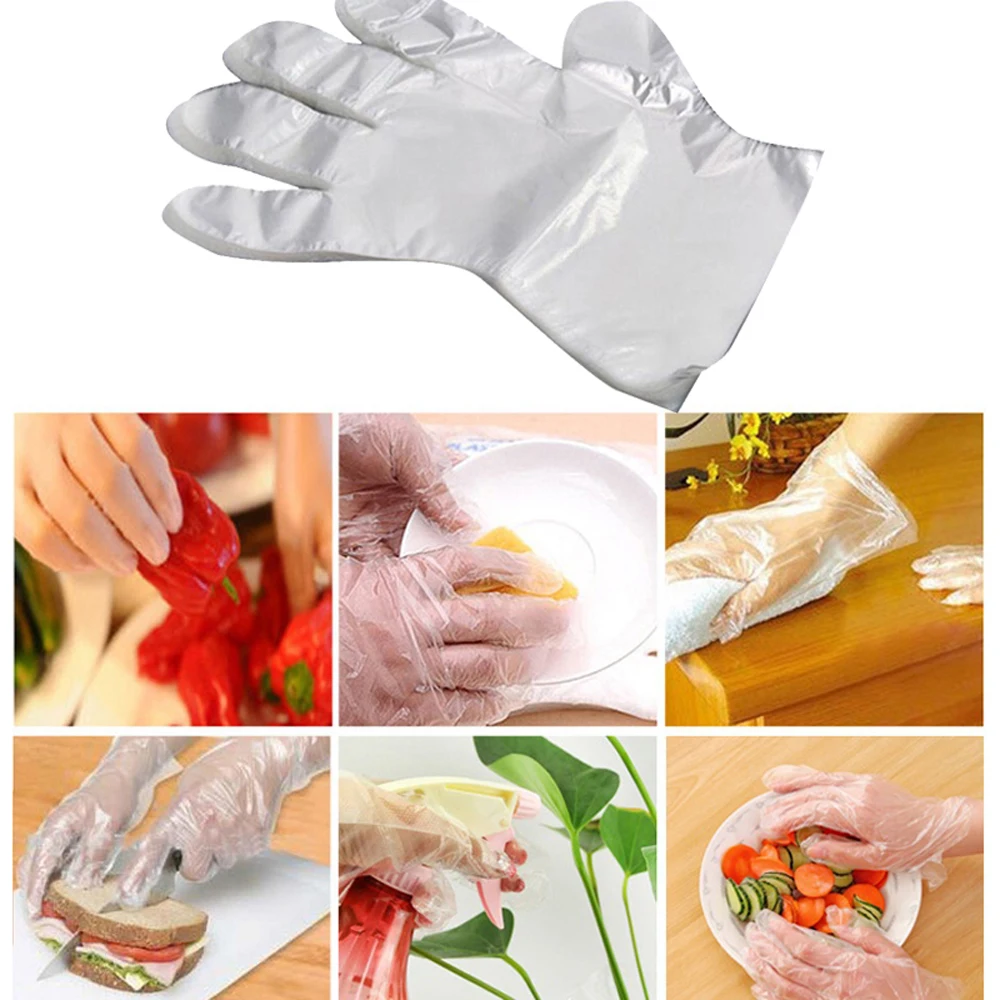 

50/100pcs Food Plastic Gloves Disposable Gloves Restaurant Food Gloves Fruit Vegetable Gloves Kitchen Accessories