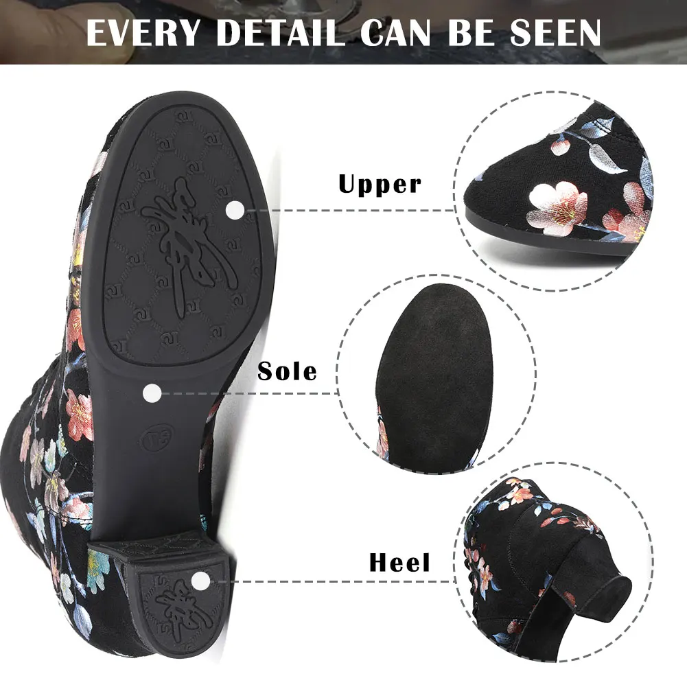 SWDZM Women Modern Latin Dance Shoes Ladies Tango Ballroom Shoes Dance Sneaker Oxford Cloth Suede Sole Practice Shoes 3.5/5cm