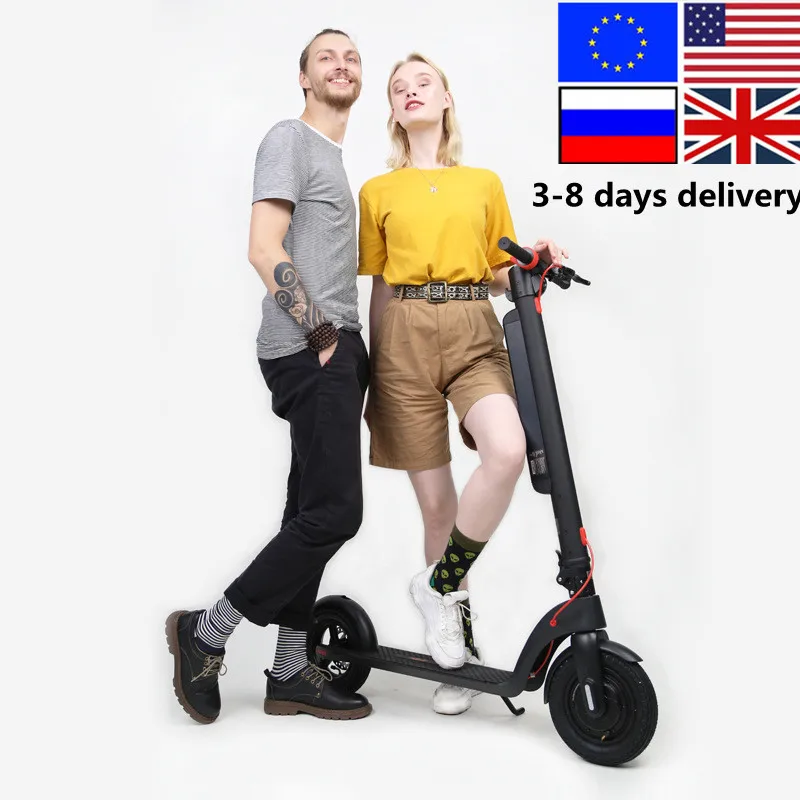 

[European warehouse] Huanxi new X8 electric scooter 10 inch 350w10ah folding electric car aluminum scooter Mini scooter
