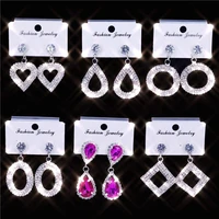 fashion korean style small circle stud earrings luxury gold silver color rhinestone earring women weddings party jewelry