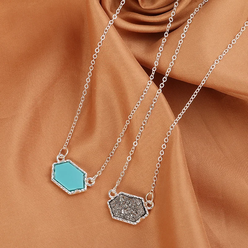 14 цветов, ожерелье Druzy Drusy, модное овальное ожерелье из искусственного камня, Позолоченное серебряное Брендовое ювелирное изделие для женщин и девушек