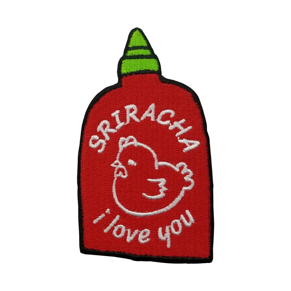 Забавные бирки для вышивки Ketchup Sriracha I Love You термоклейкие нашивки одежды милые