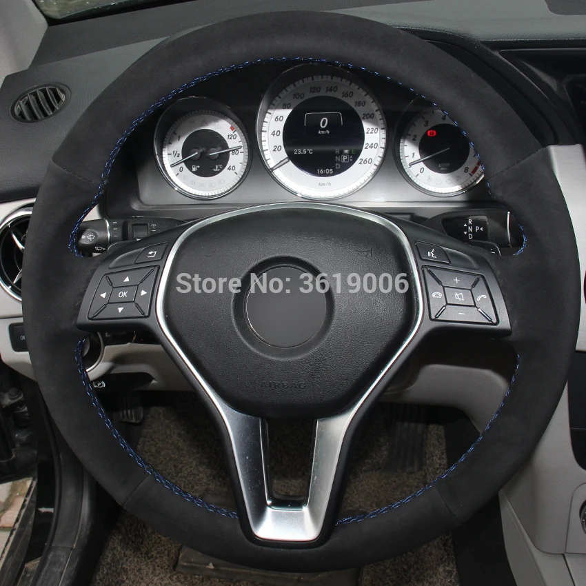 

Steering Wheel Cover for Mercedes Benz B180 2012 Car Special Hand-stitched Black Suede Covers