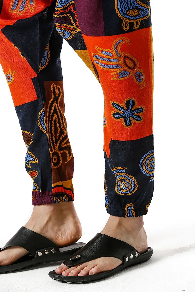

Men's Streetwear Baggy Hippie Harem Pants African Pattern Print Drop Crotch Jogger Casual Hip Hop Boho Yoga Joggers Sweatpants