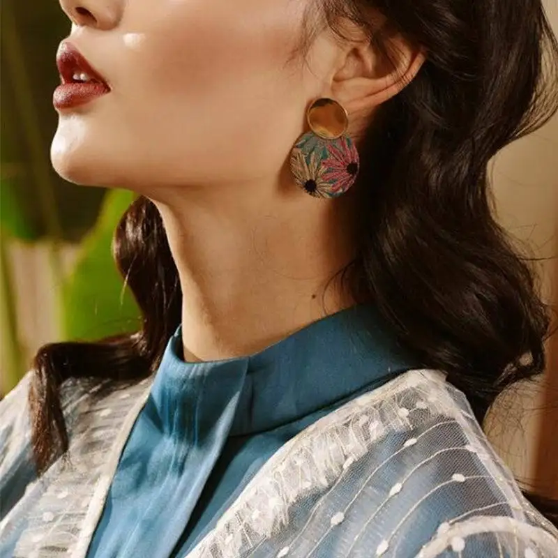 Женские серьги в виде цветов круглые геометрические Винтажные