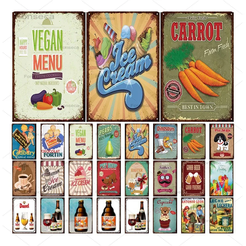 

Металлический жестяной знак в стиле ретро для кофе, пива, винтажные декоративные тарелки для бара, паба, клуба, железная картина для овощей