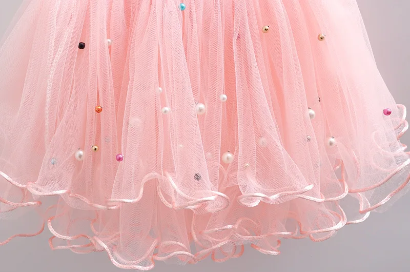 

2021 New 1-12Years Kids Pearl Skirts Girls Beaded Clothes Children Ruffles Tutu Lace Skirt Girl Dance Princess Party Costumes