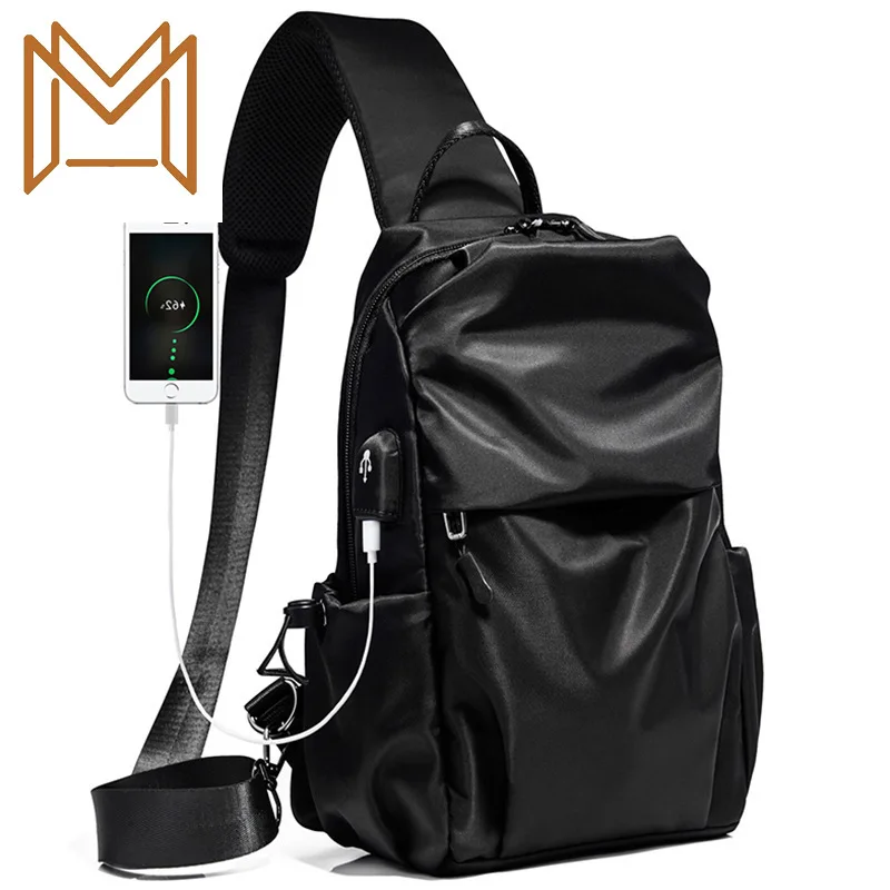 Мужская нагрудная сумка с Usb зарядкой мужская на одно плечо Диагональная Сумка