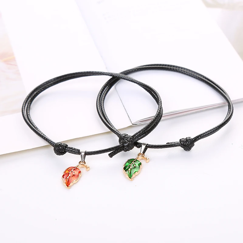 Новинка 2019 модные женские браслеты кулон в виде листьев Ретро стиль черная