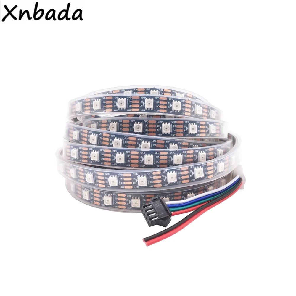 DC12V WS2815(WS2812B WS2813 обновление) RGB светодиодные пиксельные полосы, индивидуально адресуемые Белый/Черный PCB двухсигнальный светодиодный гибкий светильник