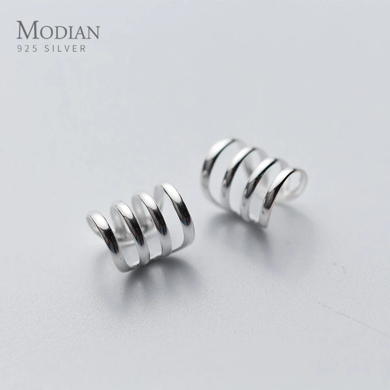 

Modian Minimalism Hollow out Design Clip Earrings Fashion Charm For Women Girls Real 925 Sterling Silver Female Jewelry Gift