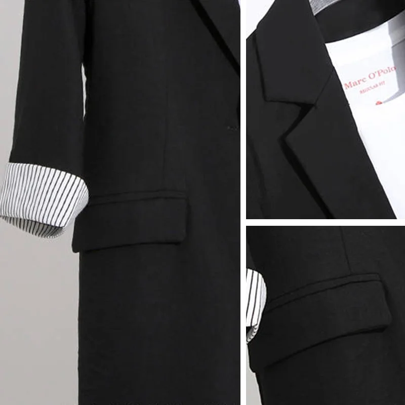 Женский однотонный длинный пиджак свободный офисный с плиссированным рукавом маленький на одной пуговице