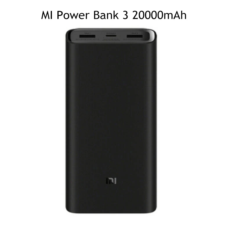 3 20000mah Black Xiaomi mi внешний аккумулятор, 3 порта 20000 мА/ч, быстрое зарядное устройство, внешний аккумулятор Xiao mi, 20000 мА/ч, внешний аккумулятор - Цвет: 3 20000mah Black