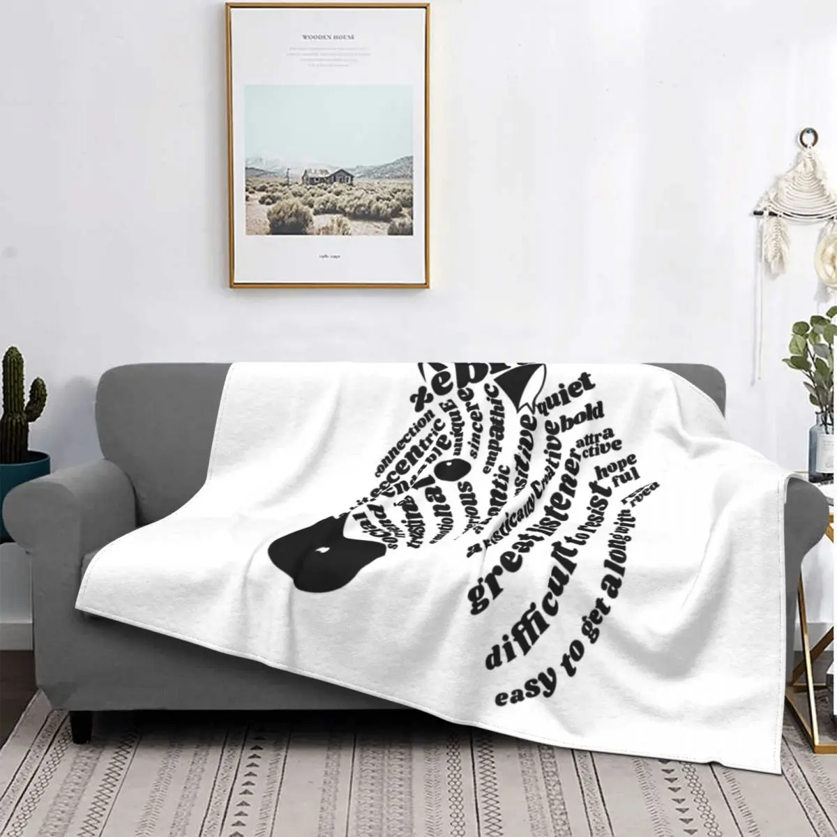 

Black Zebra Spirit Animal Blanket Stripes Pattern Plush Warm UltraSoft Flannel Fleece Throw Blanket For Sofa Bed Quilt Bedroom