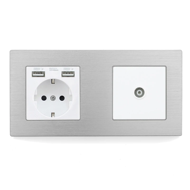 Avoir DE ЕС настенная розетка с Светодиодный индикатор Dual USB RJ45 ТВ Порты и разъёмы