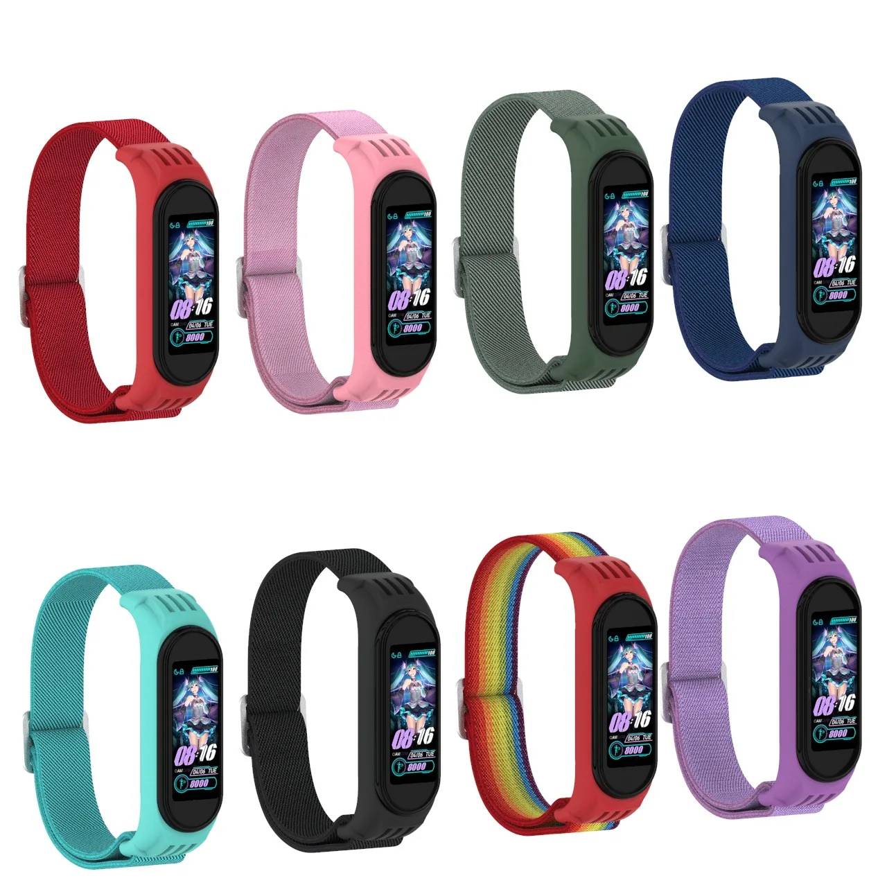 2021 New Nylon Loop Strap For  Xiaomi Mi band 3/4/5/6 Bohemia Elastic Watch Replacement Strap For Mi band 5 4 Wristband Bracelet
