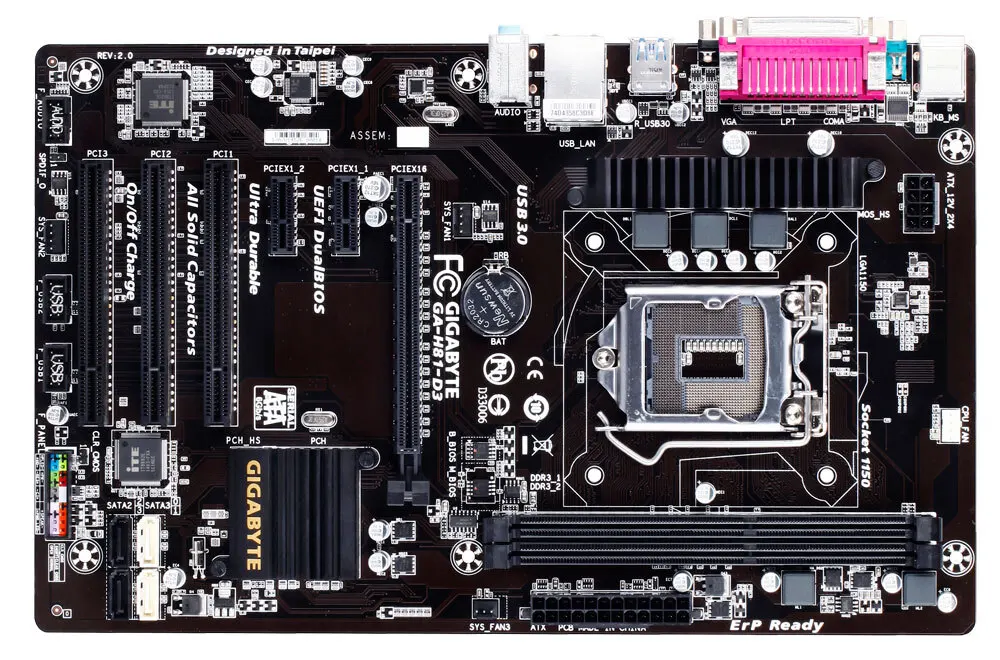 

Для Gigabyte GA-H81-D3 материнская плата LGA 1150 DDR3 Intel H81 1 × PCI-E X1 S ATA 3 3 × PCI ATX плаша-мама для процессоров Core i7i5 i3