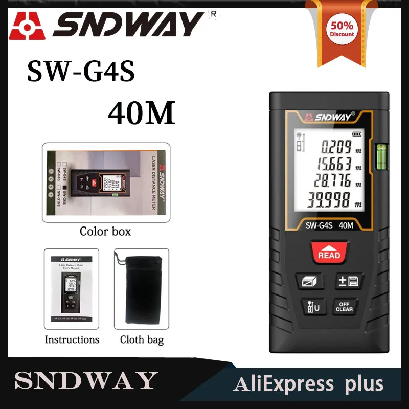 Цифровой дальномер SNDWAY SW-G4S лазерный измеритель площади 40 м оптический