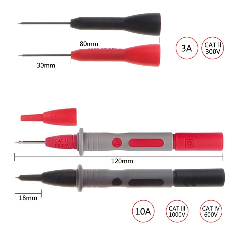 

10pcs Multimeter Needle Tip Probe Test Leads 4mm Banana Plug Alligator Clip Kit