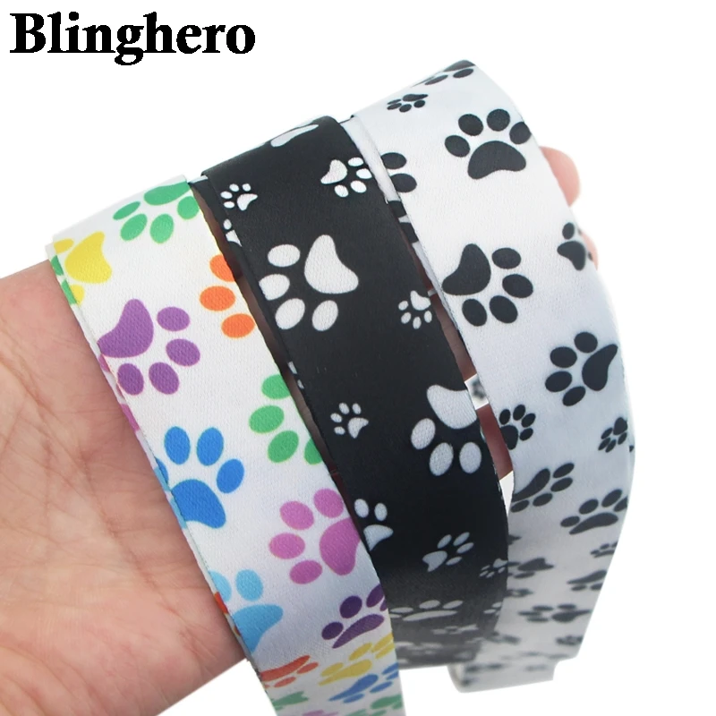 JF0080 Cute Black Cat Lanyard Dog Paw Neck Strap for key ID Card Cell Phone Straps Badge Holder DIY Hanging Rope Accessories | Мобильные