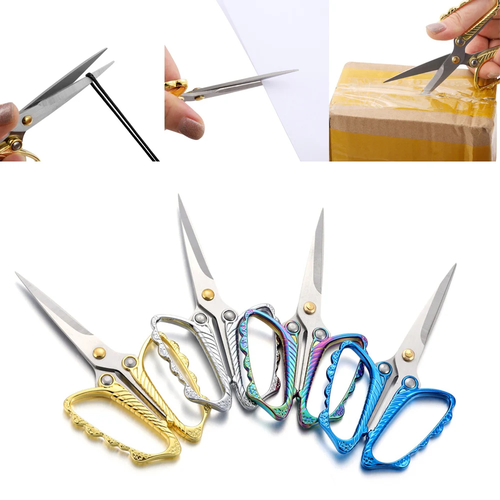 

1PC Stainless Steel Detail Shear Sewing Scissors Vintage European Style For Embroidery DIY Jewelry Household Scissors Tools