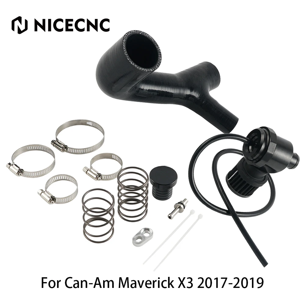 NICECNC For Can-Am Maverick X3 2017-2019 2018 ATV Turbo Blow Off Valve Kit Billet Plug Filter Vent Tube Silicone Tube Clamp