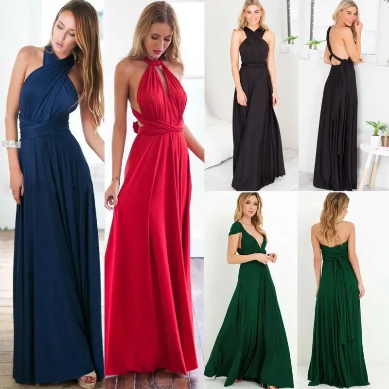Женское длинное вечернее платье-трансформер элегантное платье макси с глубоким
