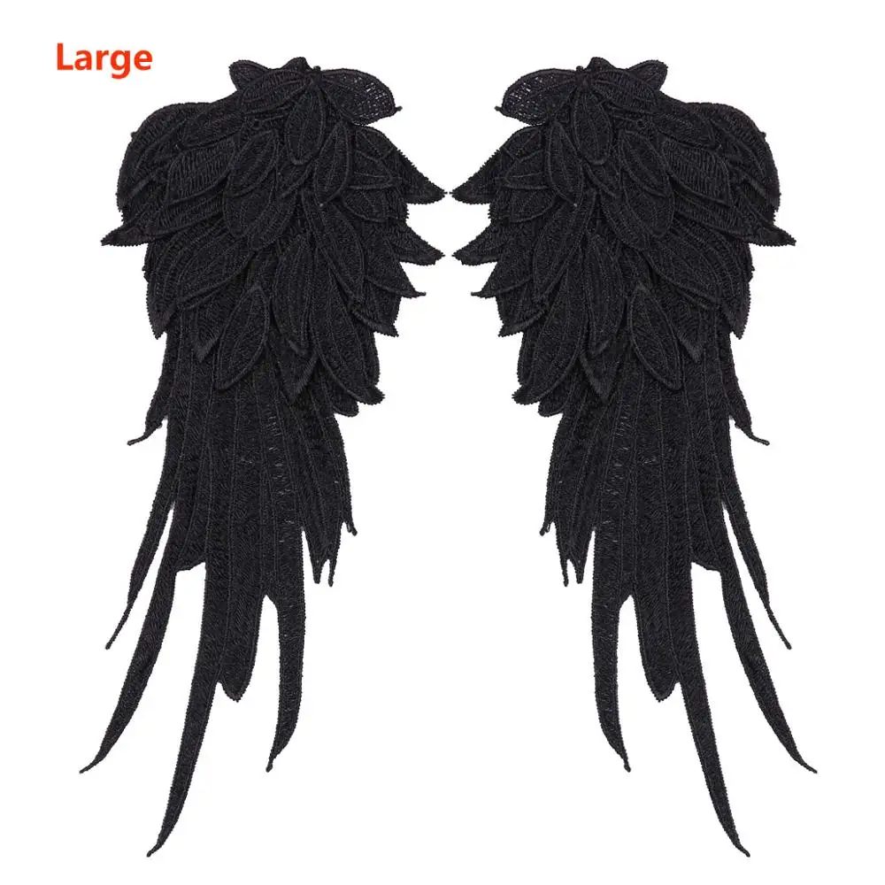 

Black White Little Fairy Angel Wings Embroidery Patches Wing Stage Performance Props For Halloween Cosplay Costumes Accessories