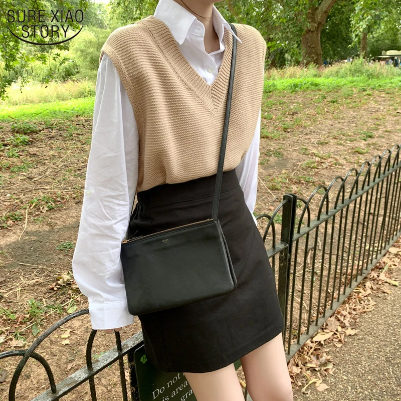 

Однотонный свободный свитер с v-образным вырезом, вязаный жилет, весна-осень, женский жилет, вязаный жилет, женские жилеты, зимняя верхняя од...