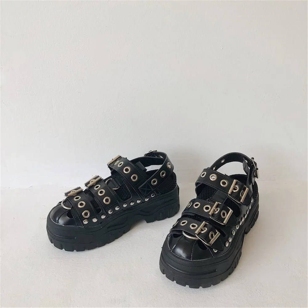 2021 готическая обувь в стиле панк с металлическим локомотивом на толстой подошве