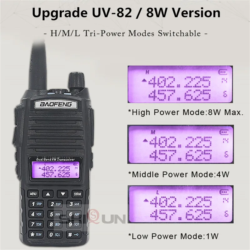 Увеличить 3800 мА/ч UV-82 8 Вт Baofeng UV 82 иди и болтай Walkie Talkie “иди 10 км радио двойной PTT UV-XR