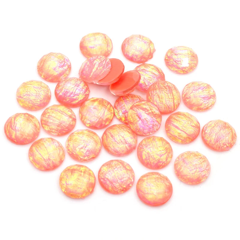 

New Fashion 40pcs 12mm Pink Color Tangent plane Built-in metal foil Flat back Resin Cabochons Cameo Z5-15