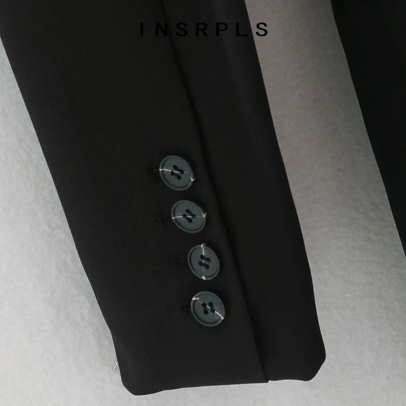 

INSPRLS Women Fashion Single Breasted Blazers Coat Vintage Wide Neck Long Sleeve Female Outerwear Chic Tops